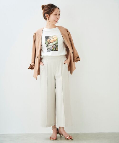 le.coeur blanc（ルクールブラン）の「リネンライクワイドクロップドパンツ（その他パンツ・レディース・ライトベージュ/サックスブルー/ブラック・38/36）」の11枚目の写真