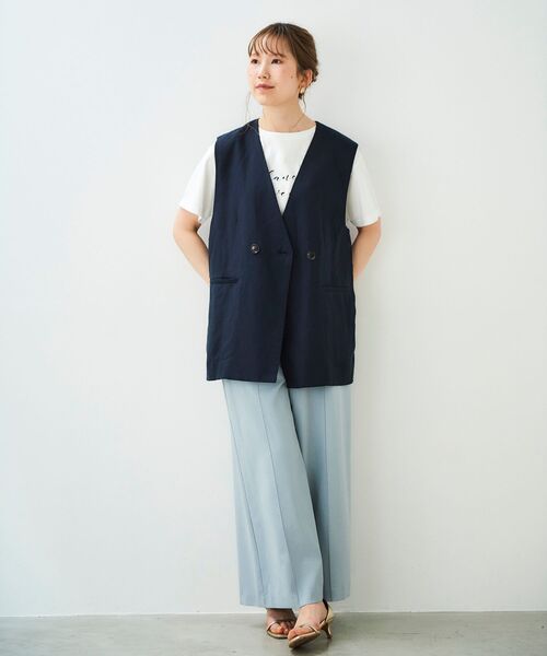 le.coeur blanc（ルクールブラン）の「リネンライクワイドクロップドパンツ（その他パンツ・レディース・ライトベージュ/サックスブルー/ブラック・38/36）」の12枚目の写真