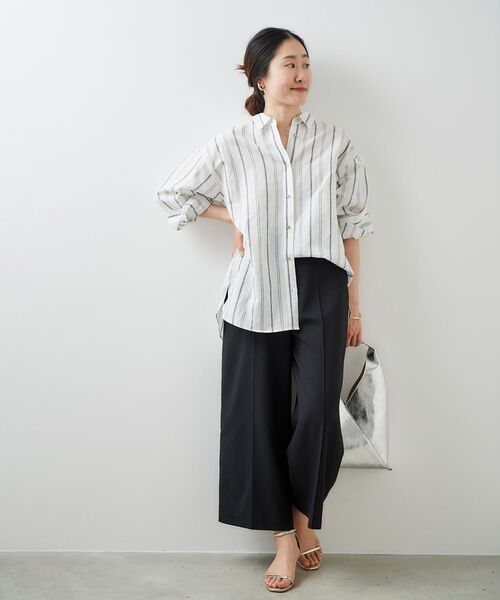 le.coeur blanc（ルクールブラン）の「リネンライクワイドクロップドパンツ（その他パンツ・レディース・ライトベージュ/サックスブルー/ブラック・38/36）」の8枚目の写真