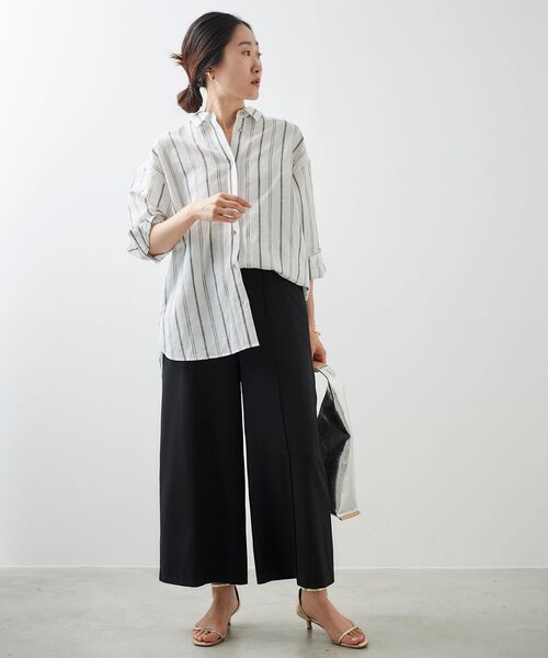 le.coeur blanc（ルクールブラン）の「リネンライクワイドクロップドパンツ（その他パンツ・レディース・ライトベージュ/サックスブルー/ブラック・38/36）」の16枚目の写真
