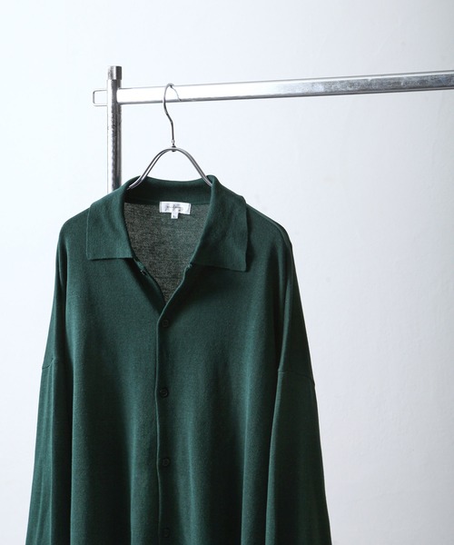 NILWAY(ニルウェイ)の「オーバーサイズ 長袖 ニットシャツ(シャツ/ブラウス・メンズ・ブラック/グリーン/ブルー/アイボリー/グレー・MEDIUM/LARGE)」の9枚目の写真
