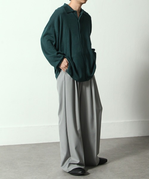 NILWAY(ニルウェイ)の「オーバーサイズ 長袖 ニットシャツ(シャツ/ブラウス・メンズ・ブラック/グリーン/ブルー/アイボリー/グレー・MEDIUM/LARGE)」の19枚目の写真