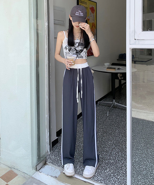 c.u.l（シーユーエル）の「2ライン グレーカラー トラックパンツ culw420（その他パンツ・レディース・グレー・FREE）」の4枚目の写真