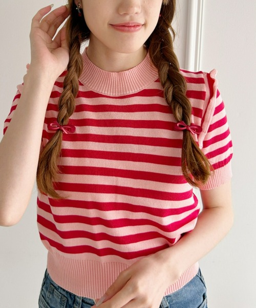 Loueme（ルエム）の「プチフリルボーダートップス（シャツ/ブラウス・レディース・イエロー/ライトブルー/レッド/ホワイト/アイボリー・FREE）」の9枚目の写真