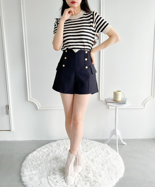 Loueme（ルエム）の「プチフリルボーダートップス（シャツ/ブラウス・レディース・イエロー/ライトブルー/レッド/ホワイト/アイボリー・FREE）」の11枚目の写真