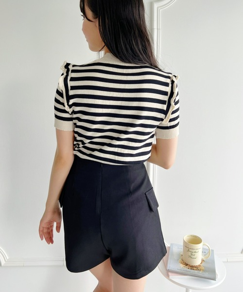 Loueme（ルエム）の「プチフリルボーダートップス（シャツ/ブラウス・レディース・イエロー/ライトブルー/レッド/ホワイト/アイボリー・FREE）」の20枚目の写真