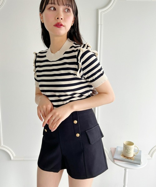 Loueme（ルエム）の「プチフリルボーダートップス（シャツ/ブラウス・レディース・イエロー/ライトブルー/レッド/ホワイト/アイボリー・FREE）」の18枚目の写真