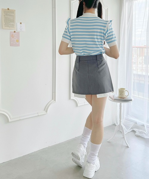 Loueme（ルエム）の「プチフリルボーダートップス（シャツ/ブラウス・レディース・イエロー/ライトブルー/レッド/ホワイト/アイボリー・FREE）」の22枚目の写真