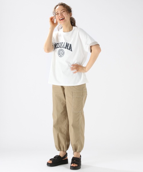 niko and...（ニコアンド）の「リバーシブルロゴワイドTシャツ（Tシャツ/カットソー・レディース・ベージュ/ブルー/ナチュラル/ホワイト/チャコール/グリーン/イエロー/スモーク・LARGE/MEDIUM）」の16枚目の写真