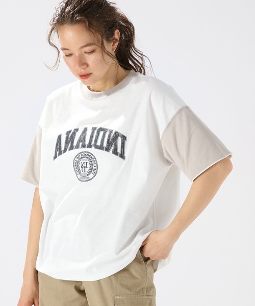 niko and...（ニコアンド）の「リバーシブルロゴワイドTシャツ（Tシャツ/カットソー・レディース・ベージュ/ブルー/ナチュラル/ホワイト/チャコール/グリーン/イエロー/スモーク・LARGE/MEDIUM）」の17枚目の写真