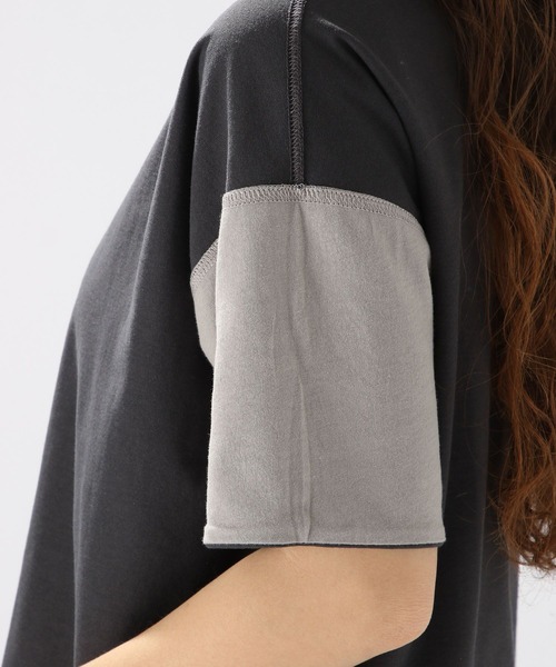 niko and...（ニコアンド）の「リバーシブルロゴワイドTシャツ（Tシャツ/カットソー・レディース・ベージュ/ブルー/ナチュラル/ホワイト/チャコール/グリーン/イエロー/スモーク・LARGE/MEDIUM）」の21枚目の写真