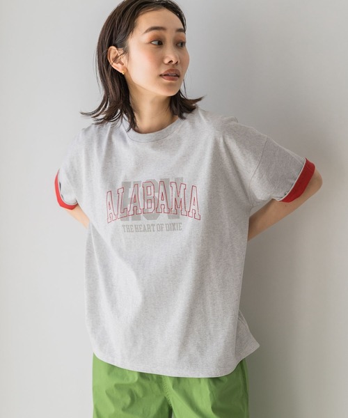 niko and...（ニコアンド）の「リバーシブルロゴワイドTシャツ（Tシャツ/カットソー・レディース・ベージュ/ブルー/ナチュラル/ホワイト/チャコール/グリーン/イエロー/スモーク・LARGE/MEDIUM）」の12枚目の写真