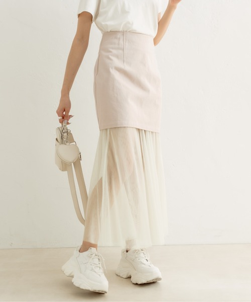 OLIVE des OLIVE（オリーブデオリーブ）の「ミニスカート×チュールスカートSET（スカート・レディース・ワンウォッシュ/オフホワイト/ブラック・FREE）」の2枚目の写真