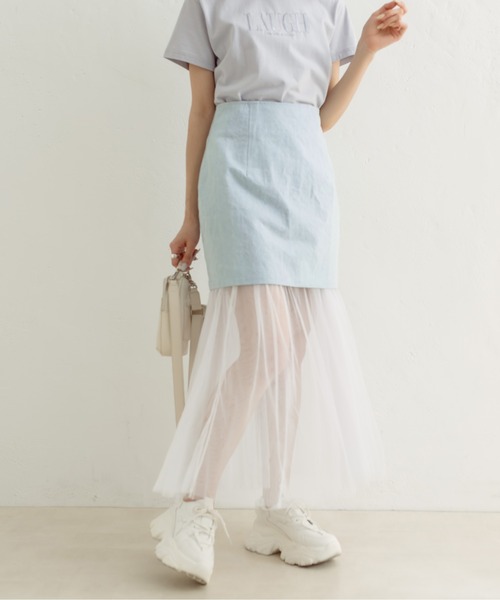 OLIVE des OLIVE（オリーブデオリーブ）の「ミニスカート×チュールスカートSET（スカート・レディース・ワンウォッシュ/オフホワイト/ブラック・FREE）」の3枚目の写真