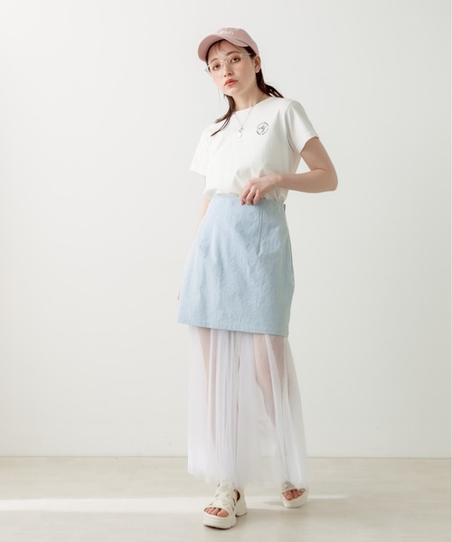 OLIVE des OLIVE（オリーブデオリーブ）の「ミニスカート×チュールスカートSET（スカート・レディース・ワンウォッシュ/オフホワイト/ブラック・FREE）」の6枚目の写真