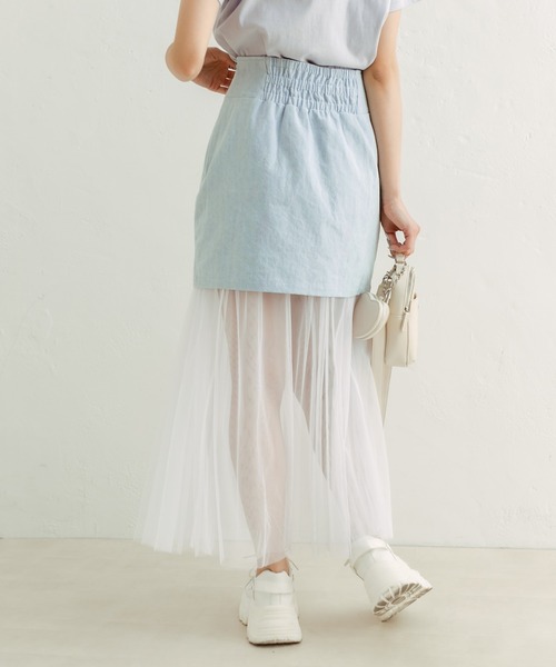 OLIVE des OLIVE（オリーブデオリーブ）の「ミニスカート×チュールスカートSET（スカート・レディース・ワンウォッシュ/オフホワイト/ブラック・FREE）」の12枚目の写真