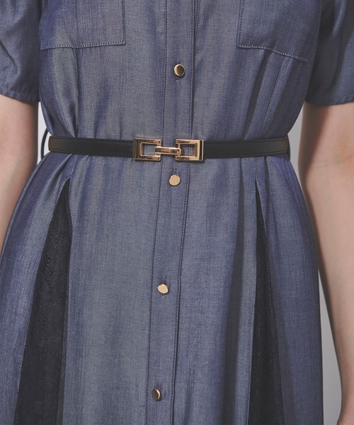 31 Sons de mode（トランテアン　ソン　ドゥ　モード）の「ゴールドバックルスライドベルト（ベルト・レディース・ベージュ/ブラック・フリー）」の2枚目の写真