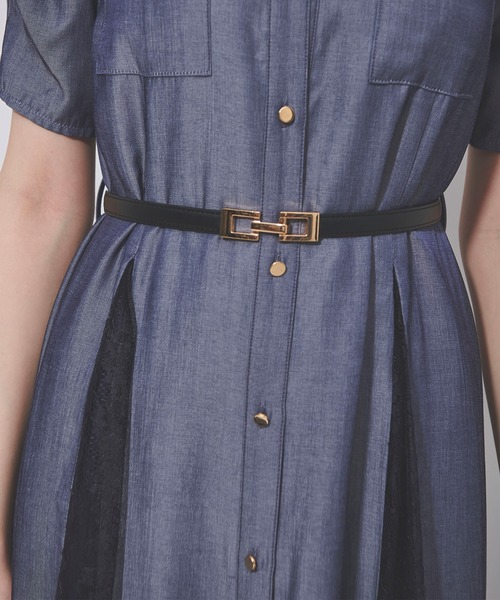 31 Sons de mode（トランテアン　ソン　ドゥ　モード）の「ゴールドバックルスライドベルト（ベルト・レディース・ベージュ/ブラック・フリー）」の5枚目の写真