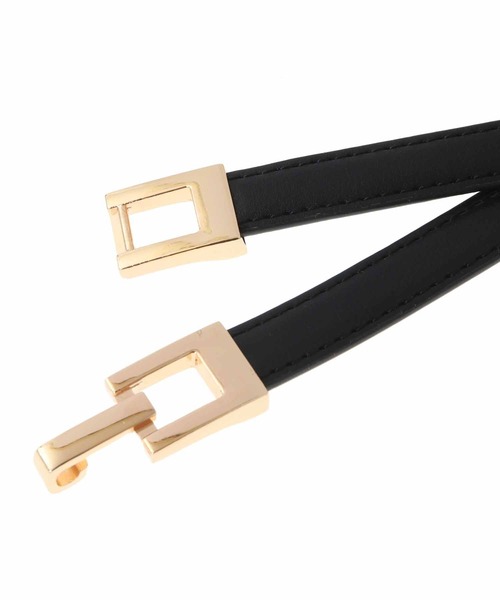 31 Sons de mode（トランテアン　ソン　ドゥ　モード）の「ゴールドバックルスライドベルト（ベルト・レディース・ベージュ/ブラック・フリー）」の4枚目の写真