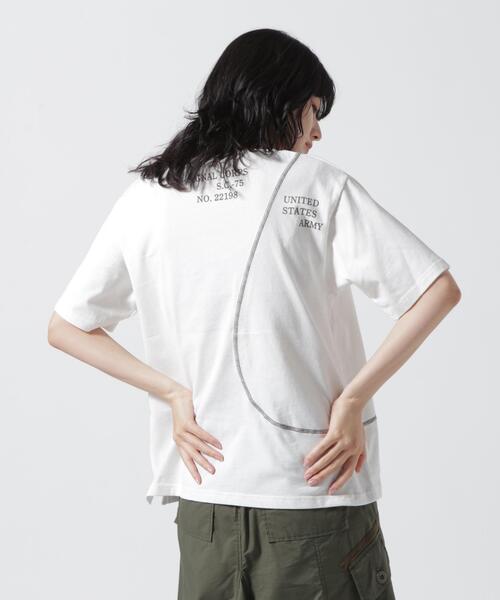 AVIREX(アヴィレックス)の「SWITCHING POCKET T-SHIRT/ スイッチングポケットTシャツ(Tシャツ/カットソー・レディース・ホワイト系2/オレンジ/ライトグリーン・S/M)」の2枚目の写真