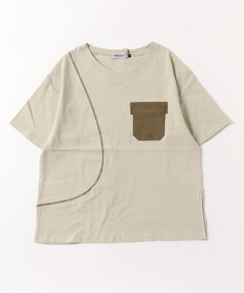 AVIREX（アヴィレックス）の「SWITCHING POCKET T-SHIRT/ スイッチングポケットTシャツ（Tシャツ/カットソー・レディース・ホワイト系2/オレンジ/ライトグリーン・S/M）」の6枚目の写真