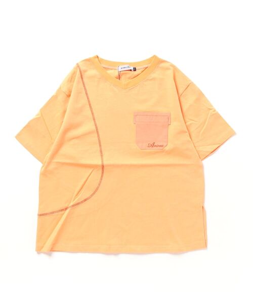 AVIREX（アヴィレックス）の「SWITCHING POCKET T-SHIRT/ スイッチングポケットTシャツ（Tシャツ/カットソー・レディース・ホワイト系2/オレンジ/ライトグリーン・S/M）」の4枚目の写真