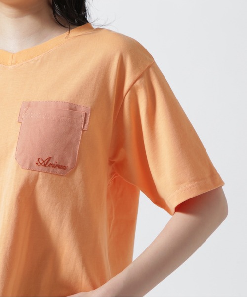AVIREX（アヴィレックス）の「SWITCHING POCKET T-SHIRT/ スイッチングポケットTシャツ（Tシャツ/カットソー・レディース・ホワイト系2/オレンジ/ライトグリーン・S/M）」の15枚目の写真
