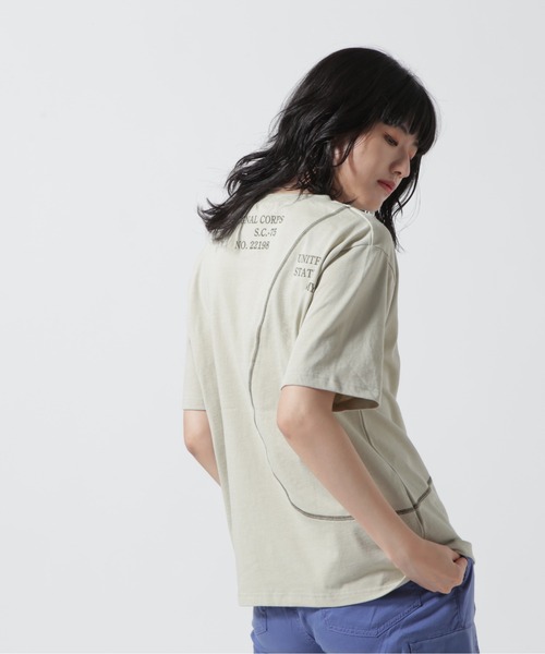 AVIREX（アヴィレックス）の「SWITCHING POCKET T-SHIRT/ スイッチングポケットTシャツ（Tシャツ/カットソー・レディース・ホワイト系2/オレンジ/ライトグリーン・S/M）」の9枚目の写真