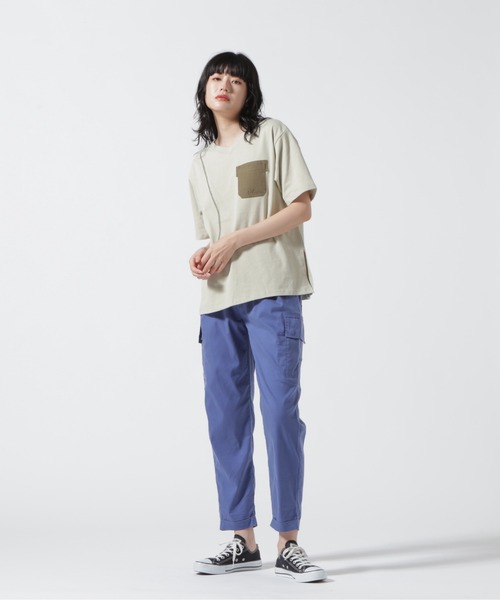 AVIREX（アヴィレックス）の「SWITCHING POCKET T-SHIRT/ スイッチングポケットTシャツ（Tシャツ/カットソー・レディース・ホワイト系2/オレンジ/ライトグリーン・S/M）」の8枚目の写真