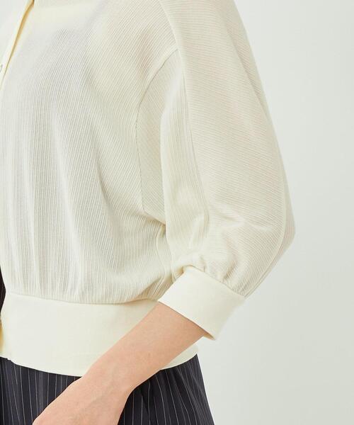 green label relaxing（グリーンレーベルリラクシング）の「ハイツイスト シアー テレコ カーディガン（カーディガン/ボレロ・レディース・ライトブルー/ホワイト/ブラック・FREE）」の8枚目の写真