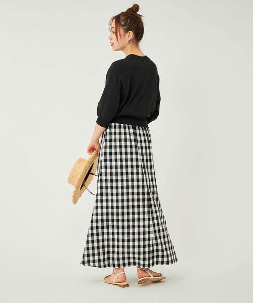 green label relaxing（グリーンレーベルリラクシング）の「ハイツイスト シアー テレコ カーディガン（カーディガン/ボレロ・レディース・ライトブルー/ホワイト/ブラック・FREE）」の5枚目の写真