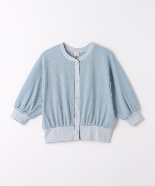 green label relaxing（グリーンレーベルリラクシング）の「ハイツイスト シアー テレコ カーディガン（カーディガン/ボレロ・レディース・ライトブルー/ホワイト/ブラック・FREE）」の14枚目の写真