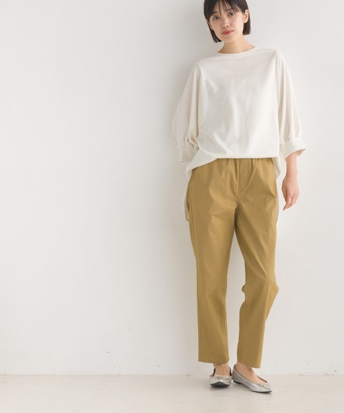 OMNES（オムネス）の「梨地バックヘンリーネックプルオーバー6分袖（Tシャツ/カットソー・レディース・ブラック/アイボリー/グリーン/ラベンダー・FREE）」の13枚目の写真