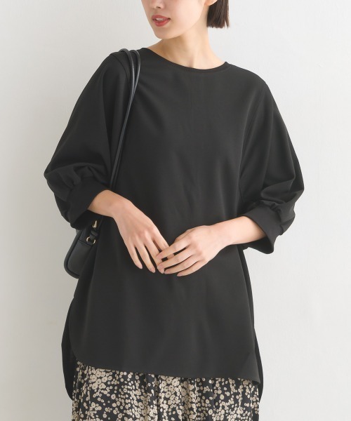 OMNES（オムネス）の「梨地バックヘンリーネックプルオーバー6分袖（Tシャツ/カットソー・レディース・ブラック/アイボリー/グリーン/ラベンダー・FREE）」の18枚目の写真