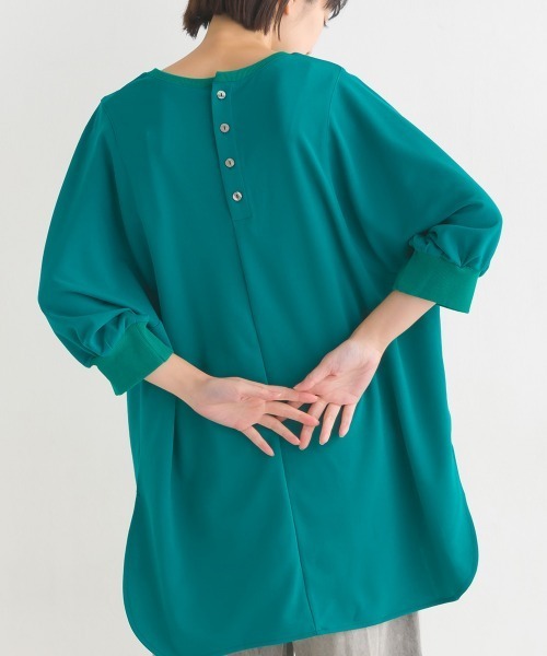 OMNES（オムネス）の「梨地バックヘンリーネックプルオーバー6分袖（Tシャツ/カットソー・レディース・ブラック/アイボリー/グリーン/ラベンダー・FREE）」の22枚目の写真