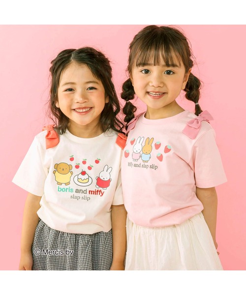 SLAP SLIP（スラップスリップ）の「SLAPSLIP/【miffyコラボアイテム】ミッフィーとおともだち前面プリント肩リボン付半袖Tシャツ (80～130cm)（Tシャツ/カットソー・キッズ・ピンク/オレンジ/オフホワイト・80/90/100/110/120/130）」の3枚目の写真