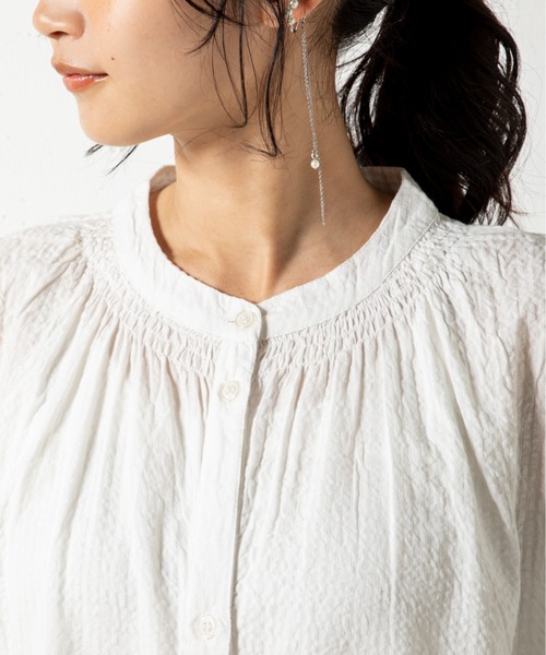 MILLION CARATS（ミリオンカラッツ）の「【綿100％】豊富な6色展開でカラーによって雰囲気がガラリと変化するのも魅力の夏のリラクシースタイルを格上げする大人顔ウエスト切替ワンピース（ワンピース・レディース・グリーン/ネイビー/チャコールグレー/オフホワイト/ブラック/マルチ・FREE）」の10枚目の写真