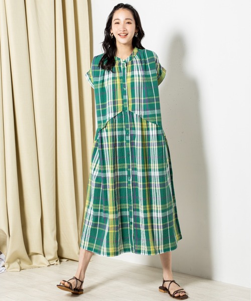 ワンピース YOON*size100 Wガーゼ胸切替襟後ろゴムワンピース（kinako）の商品詳細