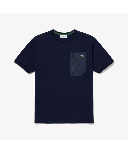 LACOSTE（ラコステ）の「アウトドアジップポケット鹿の子地半袖Tシャツ（Tシャツ/カットソー・メンズ・グレー/オフホワイト/ネイビー/ブラック・4/5/3）」の4枚目の写真