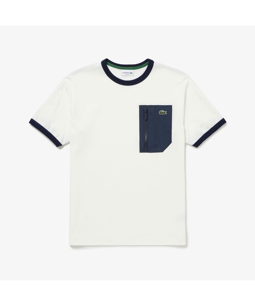 LACOSTE（ラコステ）の「アウトドアジップポケット鹿の子地半袖Tシャツ（Tシャツ/カットソー・メンズ・グレー/オフホワイト/ネイビー/ブラック・4/5/3）」の2枚目の写真