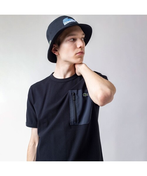 LACOSTE（ラコステ）の「アウトドアジップポケット鹿の子地半袖Tシャツ（Tシャツ/カットソー・メンズ・グレー/オフホワイト/ネイビー/ブラック・4/5/3）」の7枚目の写真
