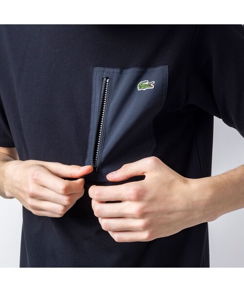 LACOSTE（ラコステ）の「アウトドアジップポケット鹿の子地半袖Tシャツ（Tシャツ/カットソー・メンズ・グレー/オフホワイト/ネイビー/ブラック・4/5/3）」の8枚目の写真