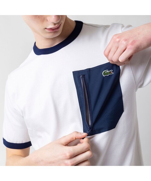 LACOSTE（ラコステ）の「アウトドアジップポケット鹿の子地半袖Tシャツ（Tシャツ/カットソー・メンズ・グレー/オフホワイト/ネイビー/ブラック・4/5/3）」の16枚目の写真