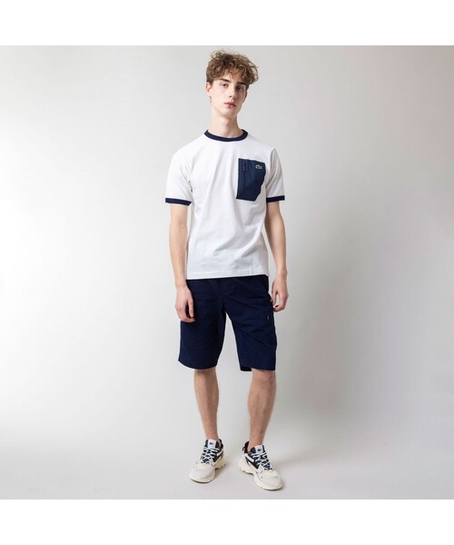 LACOSTE 鹿の子beams 半袖 Tシャツ BEAMS MEN｜【別注】LACOSTE / バッジ カノコ Tシャツ 25SS