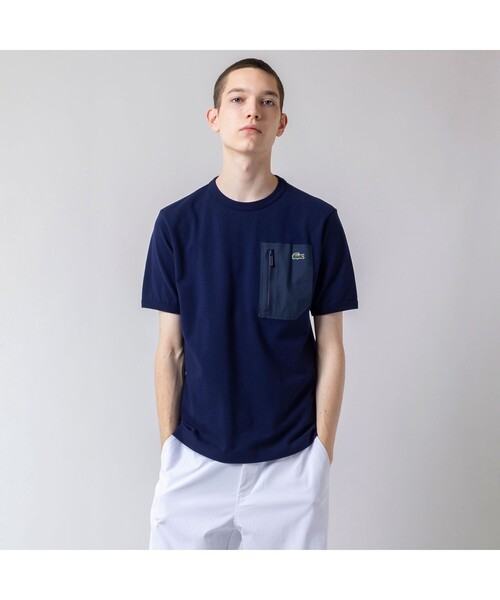 LACOSTE（ラコステ）の「アウトドアジップポケット鹿の子地半袖Tシャツ（Tシャツ/カットソー・メンズ・グレー/オフホワイト/ネイビー/ブラック・4/5/3）」の18枚目の写真