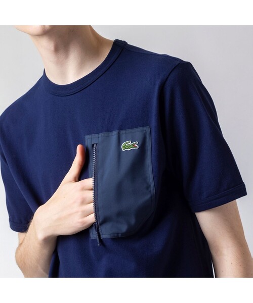 LACOSTE（ラコステ）の「アウトドアジップポケット鹿の子地半袖Tシャツ（Tシャツ/カットソー・メンズ・グレー/オフホワイト/ネイビー/ブラック・4/5/3）」の21枚目の写真