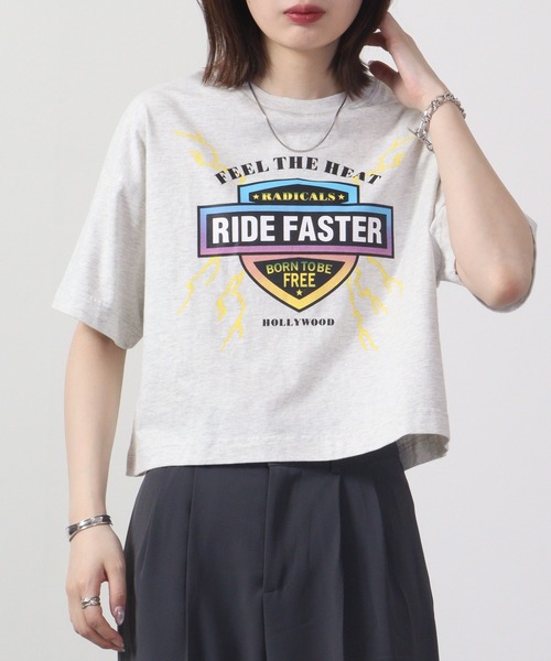 spiritoso(スピリトーゾ)の「spiritoso Ride Faster ピグメントTシャツ 半袖(Tシャツ/カットソー・レディース・ネイビー/グレイッシュベージュ/チャコール/ホワイト・F)」の7枚目の写真