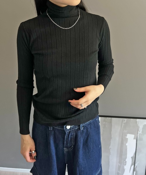 Jewelobe(ジュエローブ)の「ワイドリブタイトタートルニットトップス(ニット/セーター・レディース・ブラウン/ブラック/グリーン/ホワイト・FREE)」の21枚目の写真