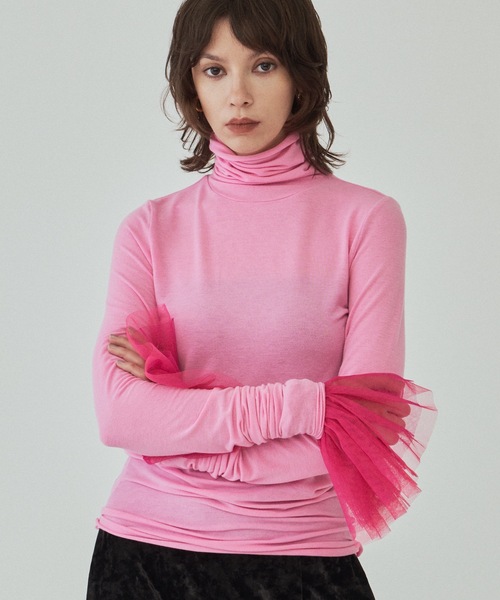 yae(ヤエ)の「Tulle cuffs/チュールカフス(アームカバー・レディース・ブラック/フューシャピンク/ライトブルー/ホワイト/オレンジ/レッド・FREE)」の4枚目の写真