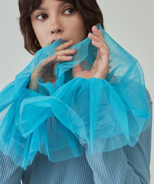 yae(ヤエ)の「Tulle cuffs/チュールカフス(アームカバー・レディース・ブラック/フューシャピンク/ライトブルー/ホワイト/オレンジ/レッド・FREE)」の3枚目の写真